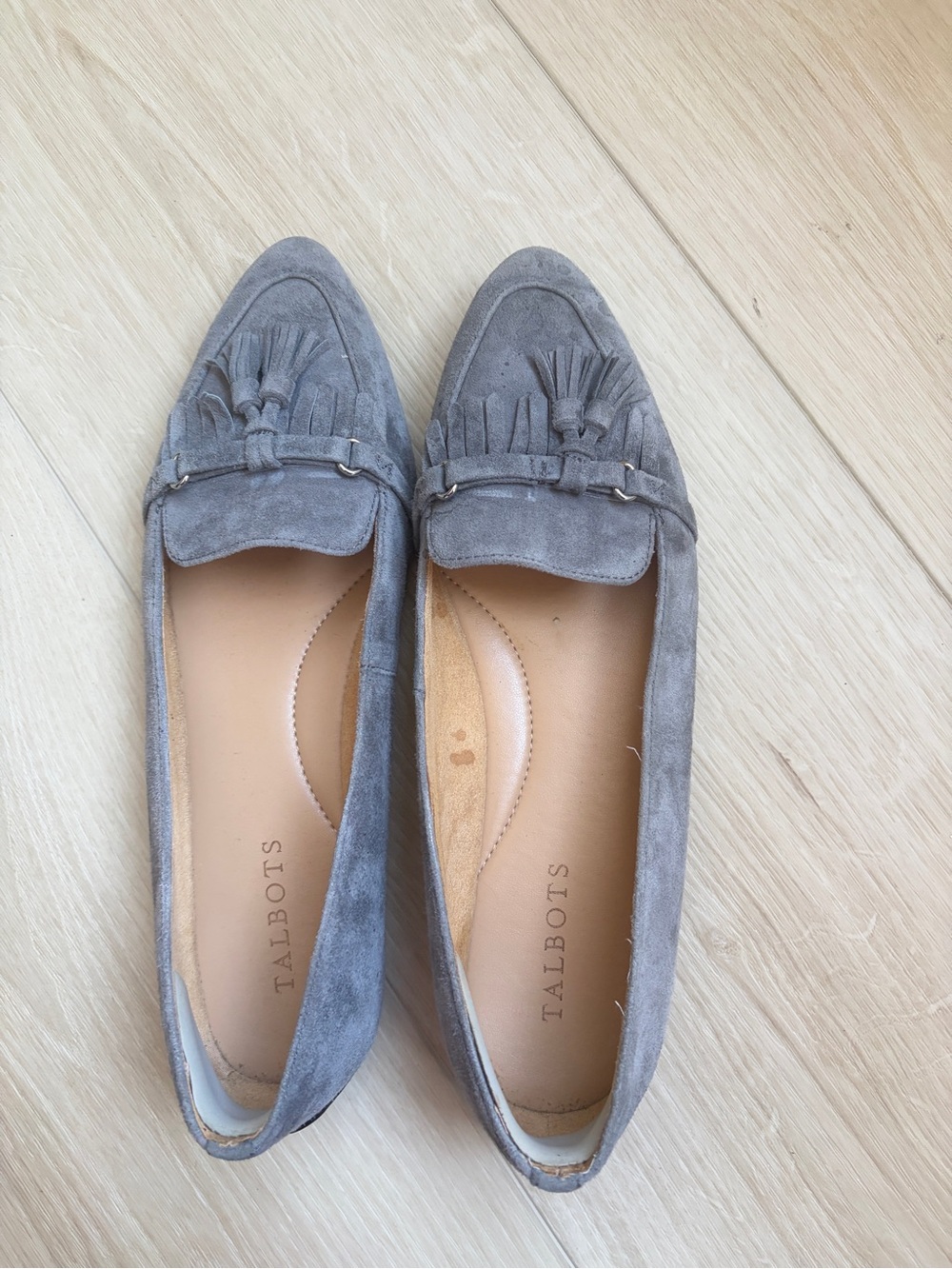 Talbots Gray Suede Tassel Loafers - Women's